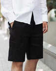 Чоловічі шорти з преміального натурального льону - чорні
