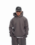 Чоловічий худі утеплений з капюшоном сірий