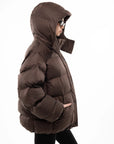 Коричневий пуховик оверсайз