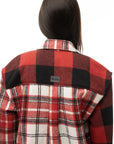 Вовняна сорочка комбінована клітка червона