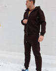 Чоловічий костюм на флісі з джогерами та кофтою на блискавці с капюшоном