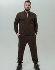 Чоловічий костюм без капюшону на блискавці коричневий
