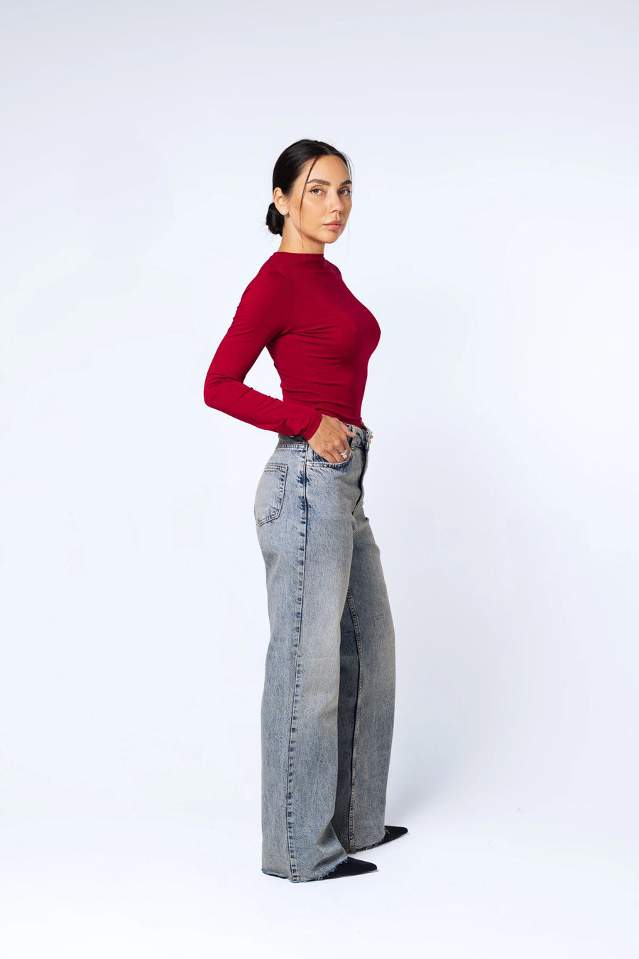 Джинси вінтажні прямого крою з необробленим низом