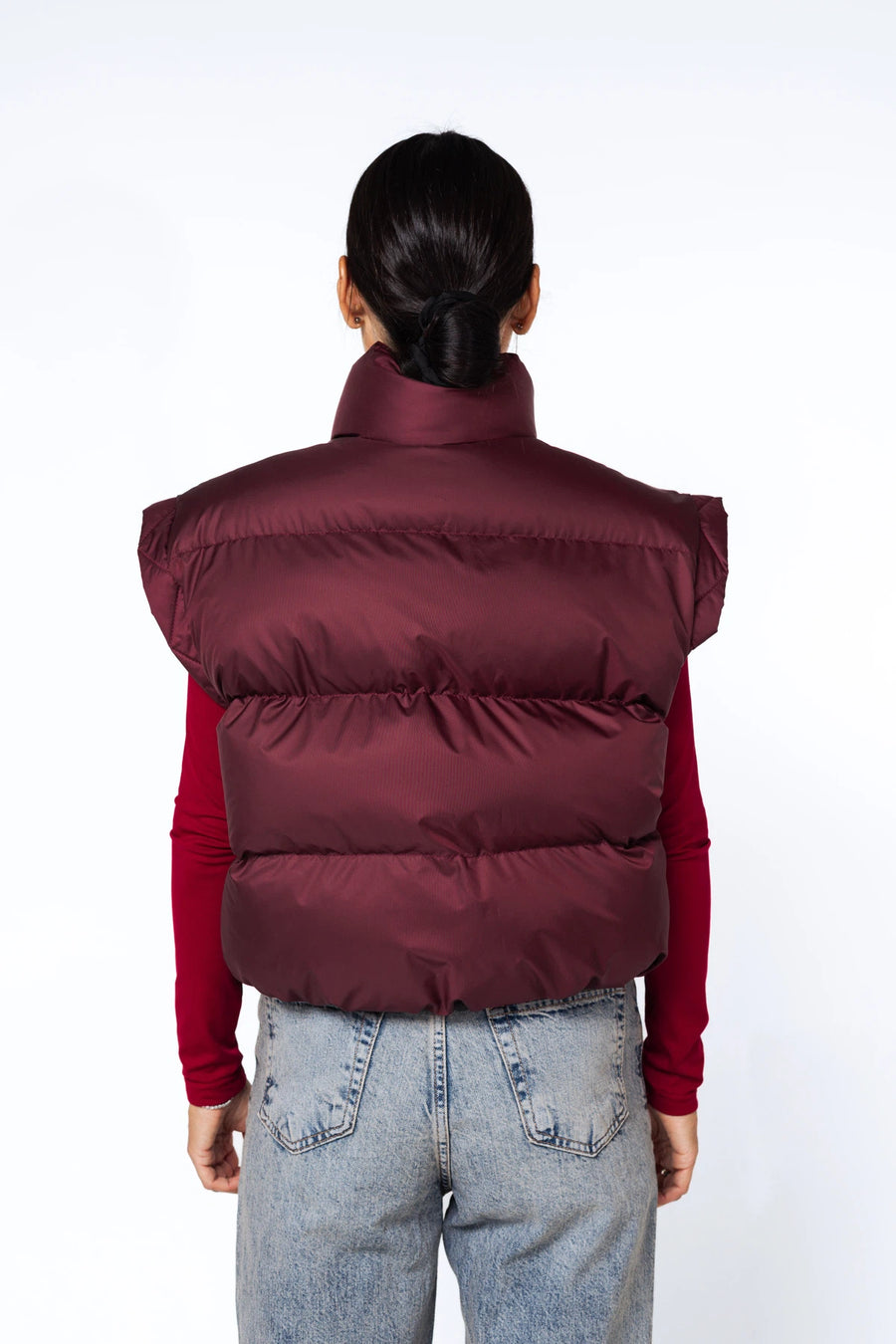 Жилет укорочений на затяжках - Бургунді