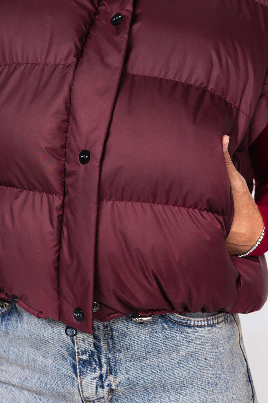 Жилет укорочений на затяжках - Бургунді