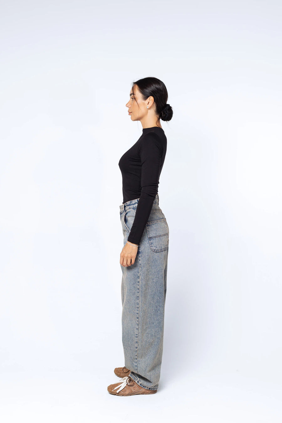 Джинси багі з потертостями