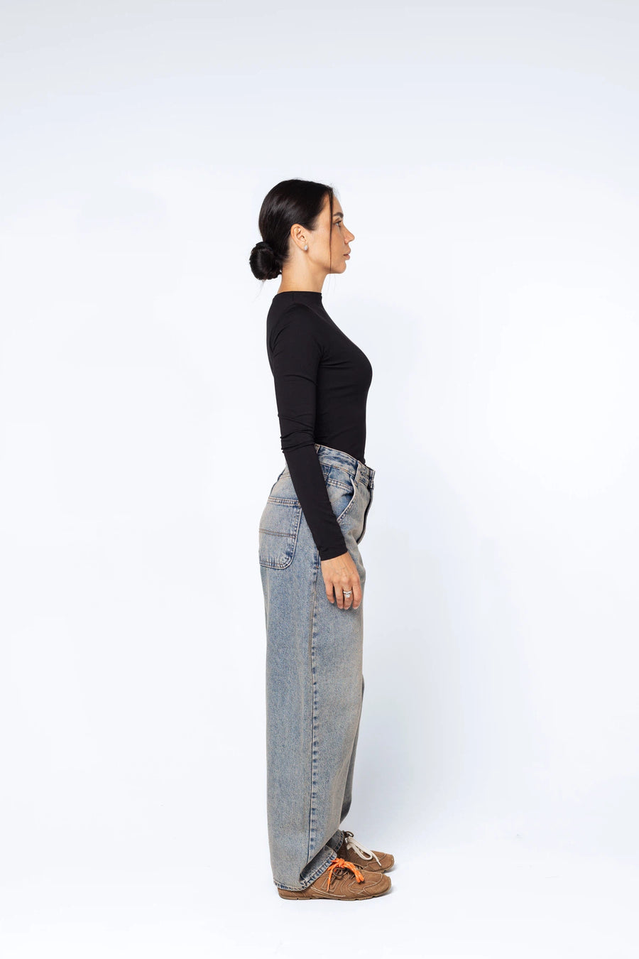 Джинси багі з потертостями