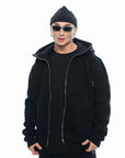 Чоловіча кофта утеплена на блискавці з капюшоном чорна