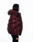 Пуховик в стилі оверсайз бургунді