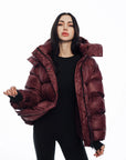 Пуховик в стилі оверсайз бургунді