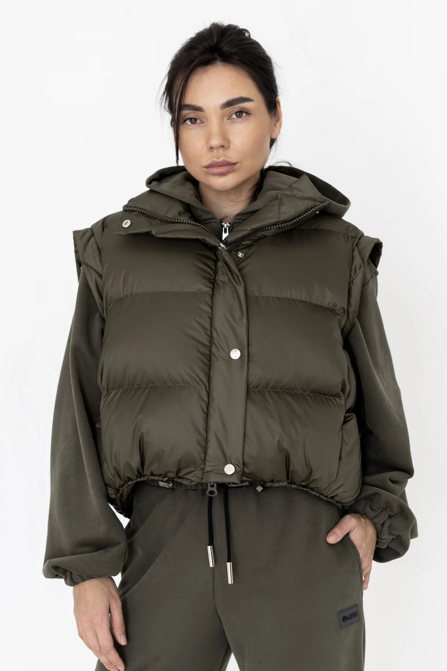 Жилет укорочений на затяжках - Хакі