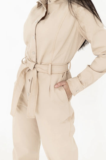 Комбінезон котоновий з декоративною відстрочкою з довгим рукавом