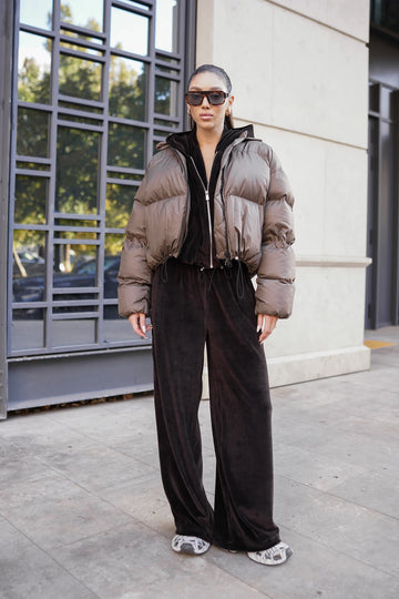 Укорочений пуфер без капюшону мокко