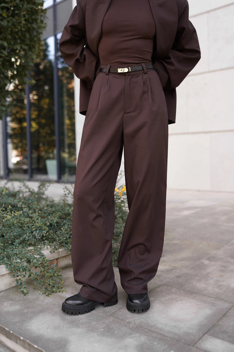 Брюки класичного крою - коричневі