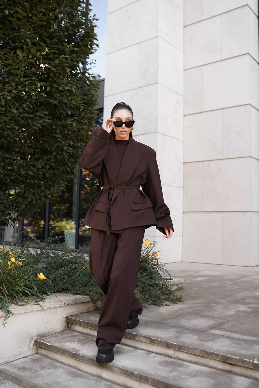 Брюки класичного крою - коричневі