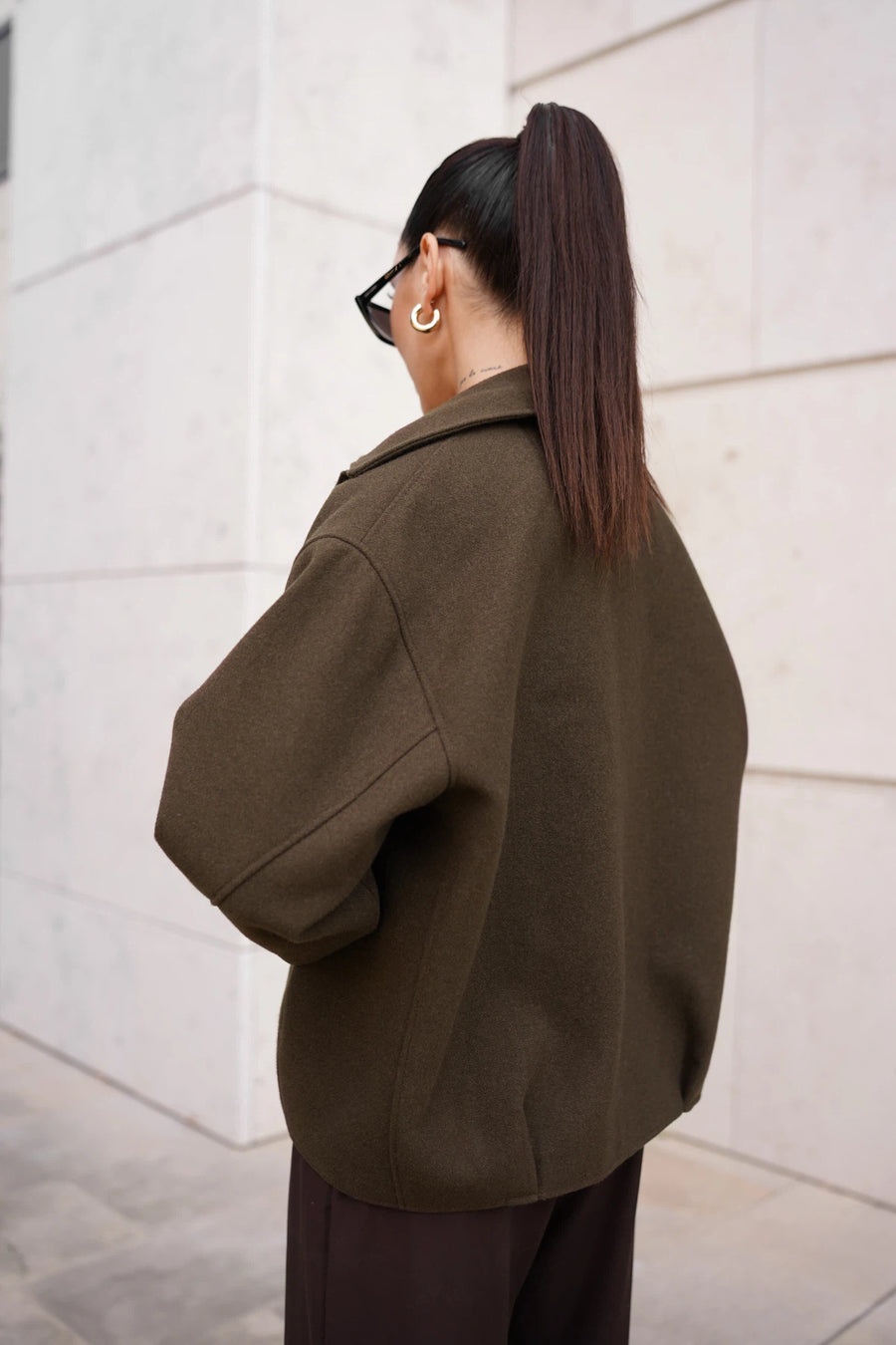 Бомбер-пальто на блискавці - коричневий