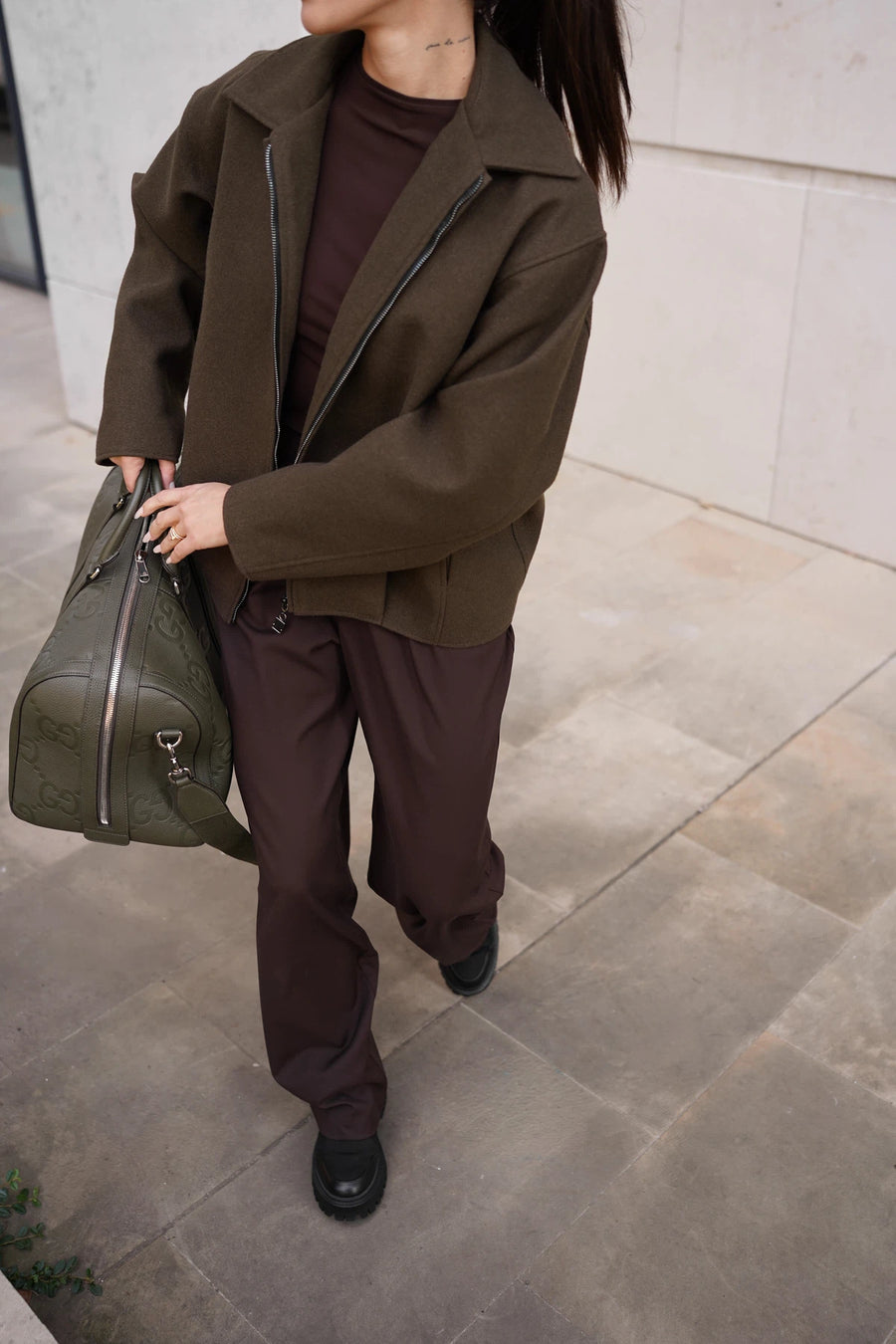 Бомбер-пальто на блискавці - коричневий