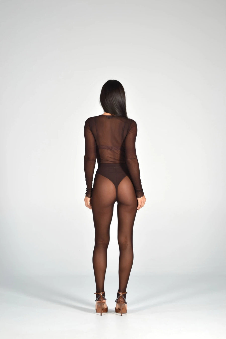Боді з сітки в кольорі -  шоколад